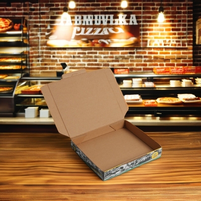 Matt Lamination Brown Kraft Paper Pizza Box สําหรับบรรจุอาหาร มีรูปร่างตามสั่ง